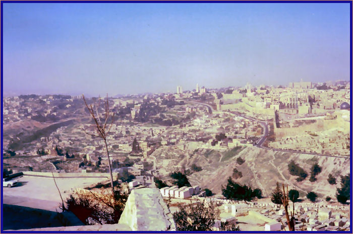 Looking down the Valley of Hinnom along the southern wall of Jerusalem